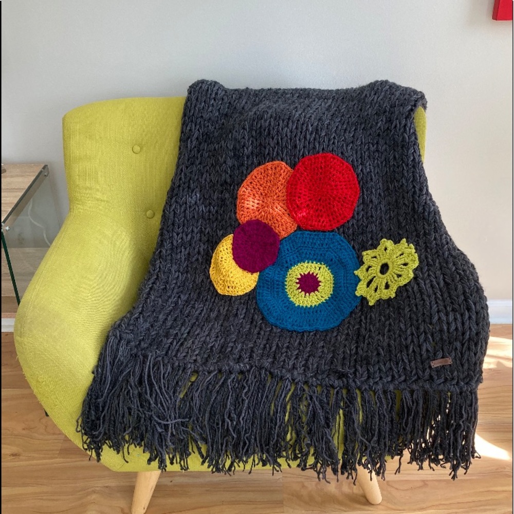 Hand-knitted charcoal chunky decorative Throw